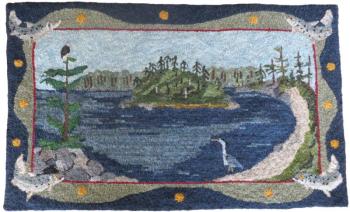 This hooked rug depicting the Sheepscot Watershed, made by Beth Quivey, is first prize in the Sheepscot Valley Conservation Association 2013 fundraising raffle. Courtesy of Sheepscot Valley Conservation Association