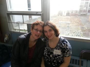 Nancy Call, left, of Dresden, and daughter Helen Call last month at an academic awards banquet at the University of Maine at Orono. The younger Call won a pair of awards. Courtesy of Nancy Call