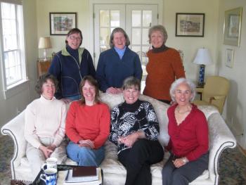 Champagne on the Sheepscot planners include, front row, left to right: Suki Flanagan, Kristin Pennock, Wendy Ross Eichler, Elizabeth Davis; back row, left to right, Callie Wronker, Judy Fossel and Ann Springhorn. Courtesy of Sheepscot Valley Conservation Association