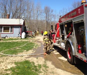 Several area fire departments including Wiscasset’s responded to a basement fire on Middle Road in Dresden. SUSAN JOHNS/Wiscasset Newspaper