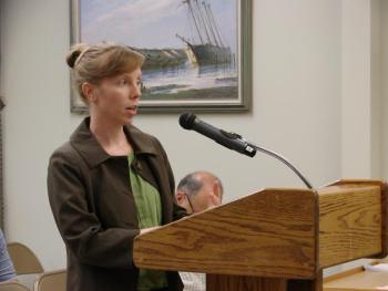Town Planner Misty Parker tells selectmen about a proposed adult entertainment ordinance. SUSAN JOHNS/Wiscasset Newspaper