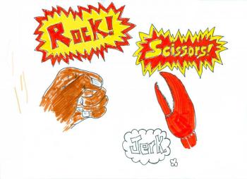 Lobsters always pick "scissors." BEN BULKELEY/Boothbay Register Lobsters always pick "scissors." BEN BULKELEY/Boothbay Register