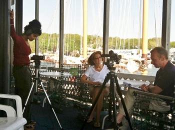 Cherie Scott, Member Services & Event Manager at the Boothbay Harbor Region Chamber of Commerce, Laura Francis, Food & Beverage Manager at the Coastal Maine Botanical Gardens and Andrew Luke, Chairman of Windjammer Days Festival. Courtesy of Angie Helton