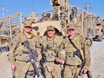 Boothbay soldiers in Afghanistan, from left, Pvt. Nicholas Greenleaf, Sgt. 1st Class Ken Solorzano and Pvt. Mason Leighton.