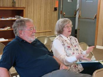 Edgecomb Planning Board Chairman Jack French, left, and former planning board member Jarryl Larson were the only residents who turned out for the July 15 selectmen's meeting. SUSAN JOHNS/Wiscasset Newspaper