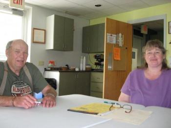 Pictured are Carl Hewitt, new Chair of the Trustees, and Julie Bellefleur, new Senior Center chef. Courtesy of Doc Schilke