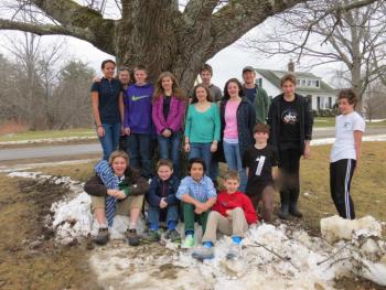 Center for Teaching and Learning’s 2014 mathletes. Front row, from left: Teddy Matel, Tristam Sanborn, Nicco Bartone and Joe Guenther; middle row, from left: Amelia Genus, Jacob Stafford, Teagan Guenther, Charlotte Collins, Sophia Stafford, Ridgely Kelly, Nicholas Miaoulis and Noah Jordan; back row, from left: grade 7-8 math teacher Katie Rittershaus, Parker Elkins and coach Patrick Sanborn
