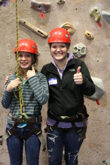 Jennifer and her “Big Sister,” Kristi Severson, take on rock wall climbing together at the Penobscot Bay YMCA in Rockport during Big Brothers Big Sisters Program Celebration. The event was one of two held to celebrate the agency’s 532 youth served in Kennebec, Knox, Lincoln, Penobscot, Somerset and Waldo counties. Courtesy of Big Brothers Big Sisters of Mid-Maine