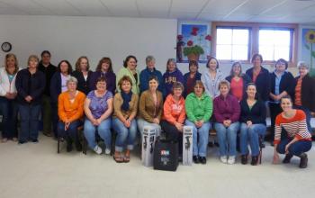 FOOD SERVICE DIRECTORS from Lincoln and Knox counties and their kitchen staff attending a training hosted by Let’s Go! The training reached staff from 16 schools across the two counties and focused on increasing understanding of federal meal pattern requirements and gave them skills to improve the layout of their lunchrooms to maximize healthy choices. Let’s Go! is a nationally recognized childhood obesity prevention program that focuses on increasing physical activity and healthy eating for children birth to 18. Let’s Go! Lincoln County is a partnership of Lincoln County Healthcare, schools, YMCAs, physicians and community groups and reaches more than 3,000 children in schools, day cares and other community organizations in Lincoln County. Courtesy of LincolnHealth