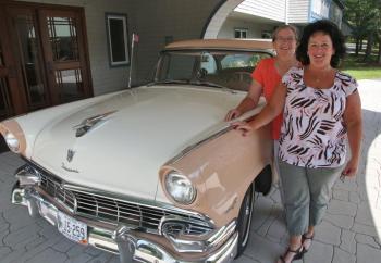 Schooner Cove Executive Director Karen Westhaver (in front), and Chase Point Assisted Living Executive Director Wanda Wilcox, RN, invite anyone with a classic car or an interest in classic cars to the first annual Schooner Cove Car Show on August 5 at 4:30 p.m. Rain date is August 6 at the same time. Courtesy of LincolnHealth