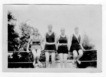 Four teenage girls pause on the bridge in Jefferson before plunging into the river going into Damariscotta Lake around 2018. This photo is one of many which will be on display at the Jefferson Historical Society's open House and Exhibit Day, Saturday, Aug. 2. Courtesy of JHS