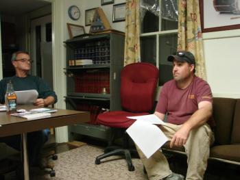 Alna Third Selectman David Reingardt, Hagar Enterprises co-owner Seth Hagar