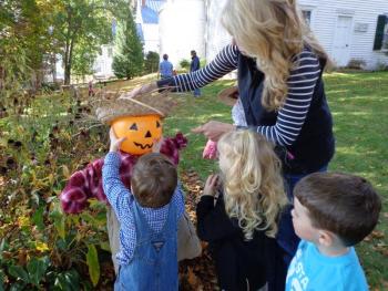 Shawna and Devon Roy get help from Graham Burke putting the final touches on our friendly scarecrow. Courtesy of Natalie Castonia