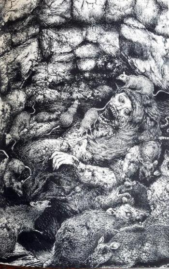 This illustration by Glenn Chadbourne is one of many in Stephen King’s novella, “1922,” in the book “Full Dark, No Stars.” SUZI THAYER/Boothbay Register