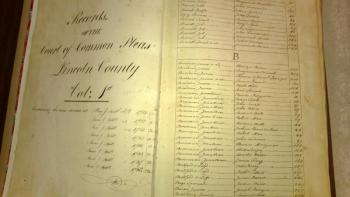 Register of the Court of Common Pleas, 1761–1768. The county was formed in 1761. JANE CARPENTER/Wiscasset Newspaper