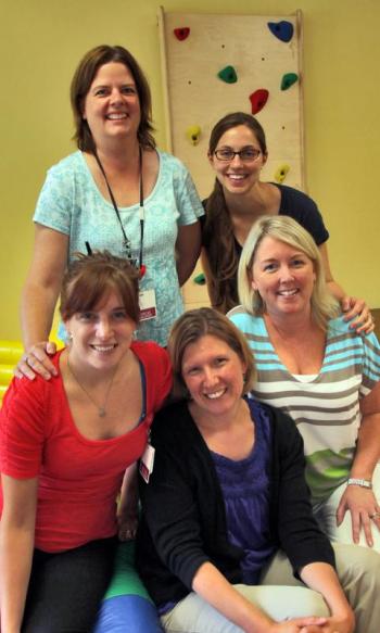 LINCOLNHEALTH THERAPISTS who provide pediatric therapies on the St. Andrews Campus include (clockwise from top): Physical therapist Heather Brewer, Occupational Therapist Lisa Castonguay, Speech Therapist Jennifer Bryce, Occupational Therapist Diane Brown, and Physical Therapist Jennifer Wolfe. Courtesy of LincolnHealth