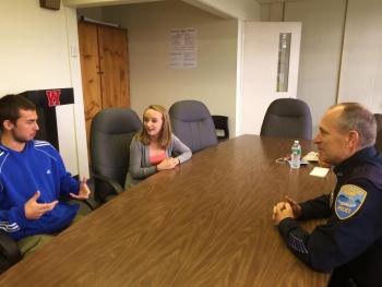 Joshua Kramley, Haley Davis, Wicasset Police Officer Perry Hatch