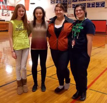 The One Act crew, from left, Sarah, Foley, Ayanna Main, Jade Wood and Skyler Stickney. Courtesy of Shelley Schmal