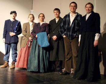 The One Act cast, from left, Tyler Flavin, Samantha Arsenault, Jasmine Smith, Ryan Medina, Ridge Barnes and Katie-Lyn Mills. Courtesy of Shelley Schmal