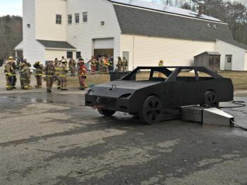 The prop car before it's ignited. KATRINA CLARK/Boothbay Register