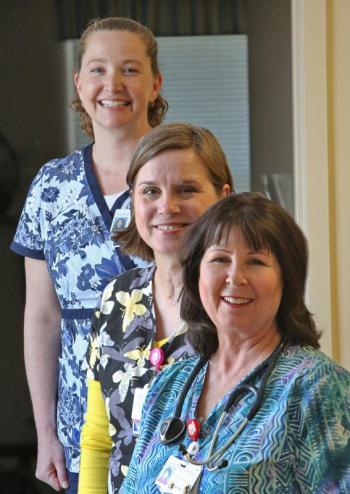 You don’t have to be sick to talk to a nurse on “We Care Day” at the Boothbay Region YMCA in Boothbay Harbor and the Central Lincoln County YMCA in Damariscotta on May 11. Come meet LincolnHealth nurses and have your blood pressure checked, review your medications with a registered pharmacist, receive a free medication reference kit, learn about advanced directives, how to access your medical records online, learn about paramedicine, and about local physicians. Pictured are, from left, Katrina Pendexter, RN, Nikki Lewis, RN, Lisa Conn, RN. Courtesy photo