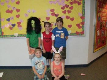 "The Three Billy Goats Gruff" cast. In front are, from left, Forrest and Brianna. Standing in the back are Gavin, Tate and Lucas. Courtesy of Lisa Hardman
