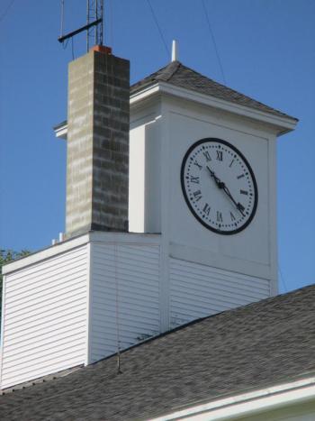 Woolwich’s town clock as it looks today on top of the municipal building. PHIL DI VECE/Wiscasset Newspaper Woolwich town clock