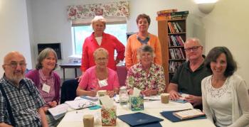 Members of the Miles and St. Andrews Home Health & Hospice volunteer training class prepare for work as companions for terminally ill patients. From left are Bernard Slosberg, Dibby Moder, Roxanne Hagar, Sharon Adair, Tom Shriver and Mary Atticks. Back row: Diane Schyberg and Robin Sorensen. Courtesy photo