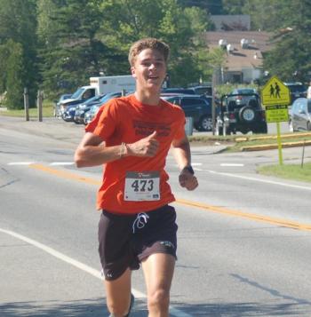 Willson Moore of Freeport won the 10k Rocky Coast Road Race with an unofficial time of 38.40. ART MAYERS/Boothbay Register