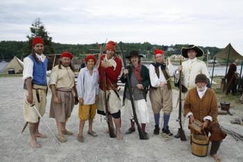 Group shot of some of the 17 C. reenactors. Courtesy of Colonial Pemaquid State Historic Site Colonial Pemaquid State Historic Site