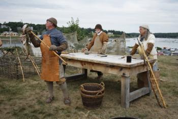 See 17th century living history re-enactors of shoremen processing cod at Colonial Pemaquid this weekend, July 29 & 30. Courtesy of Colonial Pemaquid State Historic Site Colonial Pemaquid State Historic Site