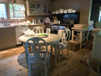 The working kitchen of the Marston House is a showroom for full of 18th and 19th century European antiques and dinnerware. SUZI THAYER/Boothbay Register