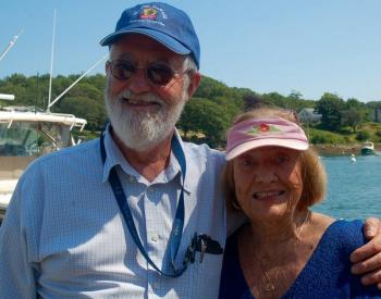 Current and former Harvey Gamage owners Phineas Sprague and Phyllis Johnson. ART MAYERS/Boothbay Register