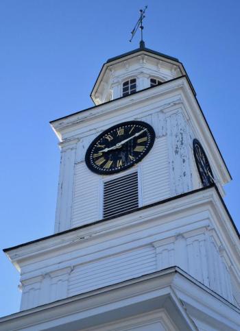 Wiscasset’s clock tower on Fort Hill Street. PHIL DI VECE/Wiscasset Newspaper
