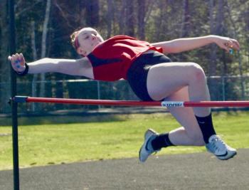 Gwen Webber cleared 4-6 to win the high jump. PHIL DI VECE/Wiscasset Newspaper