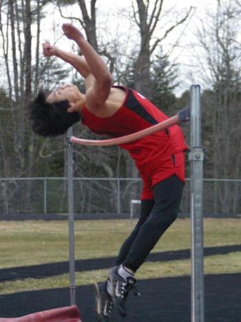 Cedrick Loyola cleared 5-8 – a new personal best in the high jump. PHIL DI VECE/Wiscasset Newspaper