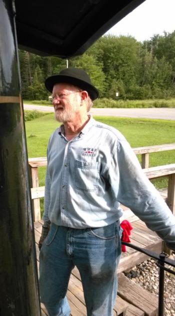 Bill Baskerville, WW&F brakeman. JANE CARPENTER/Wiscasset Newspaper