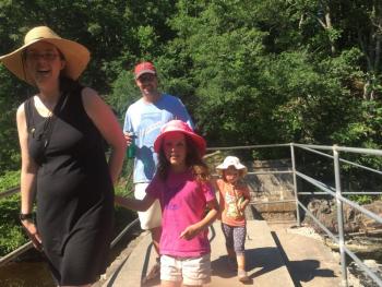 New Alna residents Jen and Tim Lee and daughters Lilly, 7, and Penny, 3, visit Head Tide Dam July 4. SUSAN JOHNS/Wiscasset Newspaper