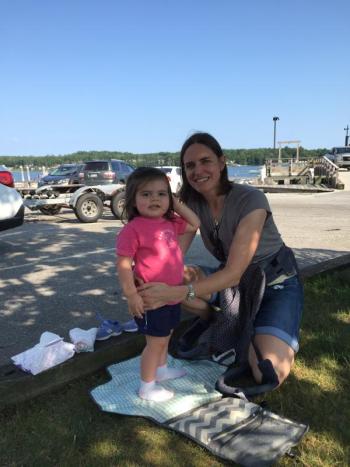 Abby Abel and daughter Nora, 2, visit the waterfront Aug. 5. SUSAN JOHNS/Wiscasset Newspaper