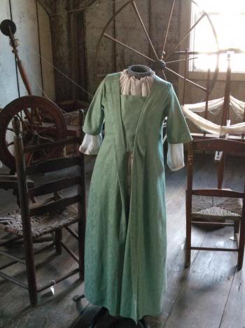 Child’s gown, cotton brocade, 1740-1775. JANE CARPENTER/Boothbay Register