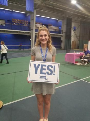 Vanessa Dunn takes part in Decision Day at Wheaton College in Massachusetts. Courtesy of Lenore Dunn