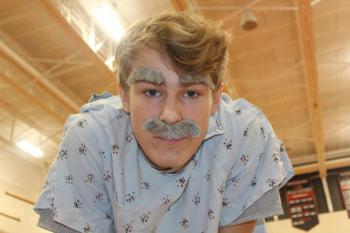 Senior Matt Chapman in costume for the senior male cheerleading act. VANESSA DUNN/Wiscasset Newspaper