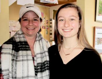 Lady Minutemen Coach Julie Jones and her daughter Aleeya, co-captain of the Wiscasset Christian Academy team. PHIL DI VECE/Wiscasset Newspaper