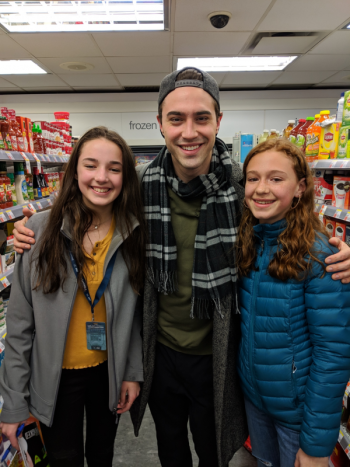 On Saturday Madison Phelps and Brynna Nelson were thrilled to run into Ryan Mccartan who they had seen in “Wicked” the previous evening as Fiyero. Courtesy of Emily Mirabile