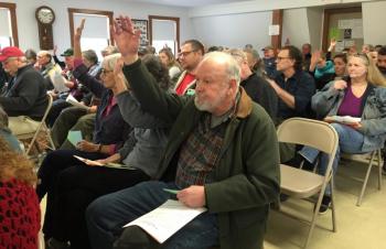 Retired Alna selectman David Abbott votes March 23. SUSAN JOHNS/Wiscasset Newspaper