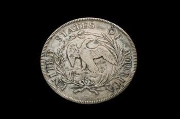 1796 Draped Bust Small Eagle dollar reverse. Courtesy of Thomaston Place Auction Galleries
