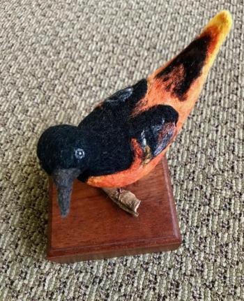 See “Oriole” by Sue Stasiowski and others by this artist at Makrings Gallery in May. Courtesy of the venue Sue Stasiowski