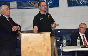 EMS Director Brian Carlton responds to a question. PHIL DI VECE/Wiscasset Newspaper