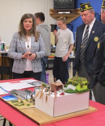 WMHS English teacher Michelle Fraser and Cliff Hendricks from Post 54. PHIL DI VECE/Wiscasset Newspaper