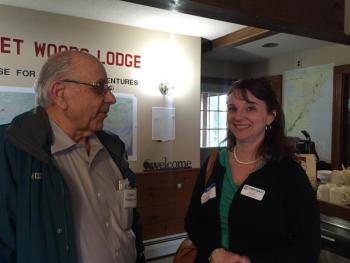 Ed Polewarczyk and Midcoast Federal Credit Union's Liza Reno chat. SUSAN JOHNS/Wiscasset Newspaper